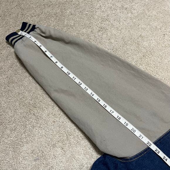 Vintage Jon Lauren Apparel Denim Canvas Sleeved Bomber Jacket Large - Picture 5 of 6